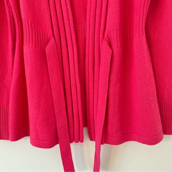 J. McLaughlin 100% Cashmere Hot Pink Front Tie Sweater Cardigan Shawl Neck - Picture 7 of 16